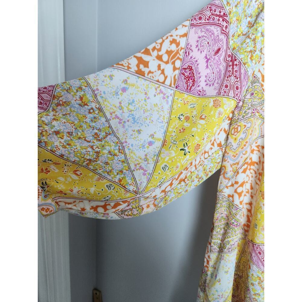 Rose And + Olive Patchwork Button Front Blouse Sz… - image 3